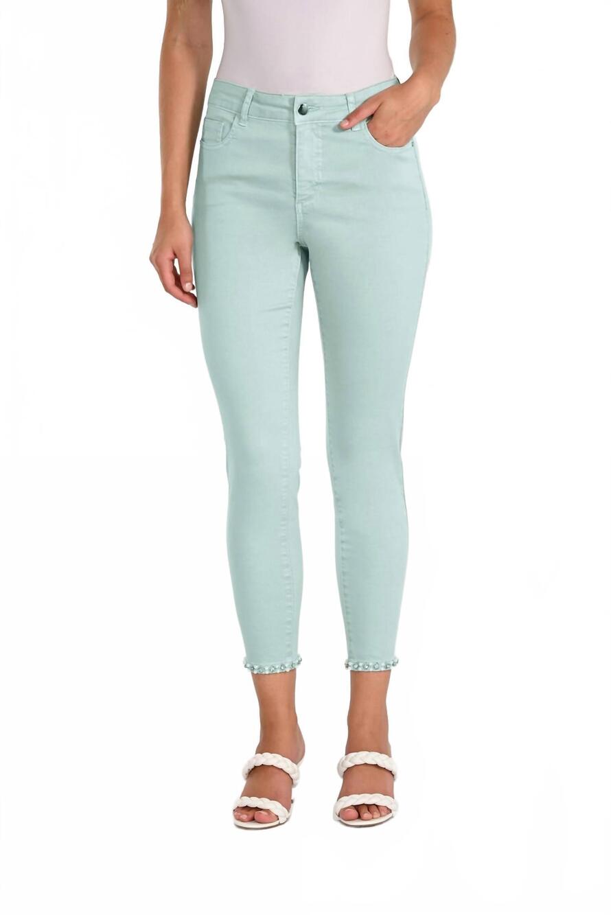 NEW FRANK LYMAN high-waisted embellished skinny jeans in mint